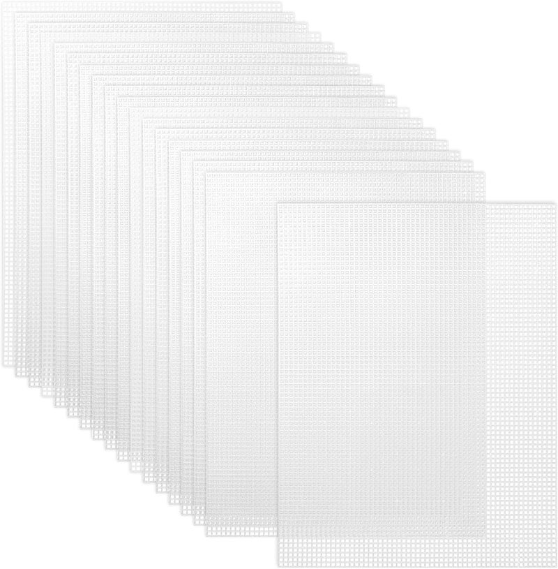 Caydo 18 Pieces 7 Count Plastic Canvas Sheets, 7 CT Clear Plastic Mesh for Cross Stitching, Making Jewelry Organizer, Knit Crochet Projects (10.5 x 13.5 Inch) - Image 1